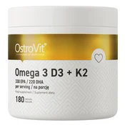 OstroVit Omega-3 + vitamin D3 + K2, 180 kapsul