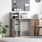 vidaXL Miza z shranjevanjem Betonsko siva 90x48x101.5 cm Inženirski les