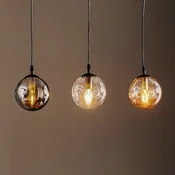 EMIBIG LIGHTING Visoka svetilka Glassy, 3-delna, ravna, grafit/jantar/prozorna, steklo - Dnevna soba/jedilnica - Sodobni - črna, grafitna, jantar, prosojna
