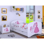 Happy Babies Deciji krevet Princeza za konjicem 180x90cm, Sa fiokom, Beli