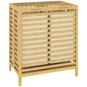 Homestar Košara za perilo 2 prekata 55x36x642 cm naravna zložljiva