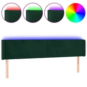 Vidaxl LED posteljno vzglavje temno zeleno 203x16x78/88 cm žamet