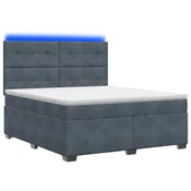vidaXL Postelja boxspring z vzmetnico Temno siva 140 x 200 cm Žamet