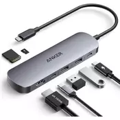 slomart Anker 7-v-1 USB-C vozlišče: 4K@60Hz HDMI, 85W PD, USB-A/C 3.0, čitalnik SD/microSD za USB-C naprave (brez napajalnika)