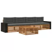 Set vanjskih sofa 5 pcs Prirodna i antracit Cvrsto drvo akacije
