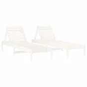 Vidaxl Ležalnik 2 kosa bel 199,5x60x74 cm trdna borovina