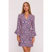 Made Of Emotion Womans Mini dress with wide cuffs and a print - model3