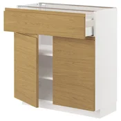 METOD / MAXIMERA Podni element s fiokom/2 vrata, bela/Voxtorp im. hrastovine, 80x37 cm