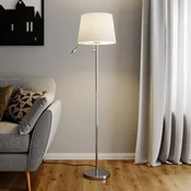 Talna svetilka Lindby Benjiro, bela, tekstil, bralna luč, 150 cm - Dnevna soba/jedilnica - Sodobni - bela, krom - Tkanine/tekstil