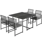 Homestar Vrtni garnitura 5-delna jedilna skupina miza 120x120x72 cm stoli 53x62x82 cm siva