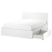 MALM Post okvir, visok, s 4 predali, bela/Leirsund, 180x200 cm
