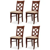 Casa Padrino Biedermeier dining room chair set of 4 beige/dark brown 49 x 56 x H. 92 cm - Solid wood kitchen chairs - Solid wood dining room furniture - Biedermeier dining room furniture