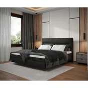 MID.YOU POSTELJA Z VZMETNICO 140 cm  x 200 cm , les, tekstil, leseni material antracit