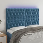 Vidaxl vidaXL Vzglavje postelje z LED diodo temno modro 144x7x118/128 cm