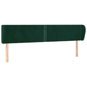 Vidaxl Vzglavje z ušesi temno zeleno 203x23x78/88 cm žamet
