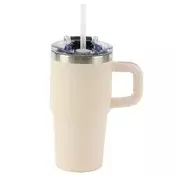 Termovka s slamico MIAU - bež, 600 ml