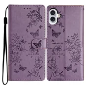 Eleganten etui ovitek za Samsung iPhone 16 Plus, Metulji, Vijoličen