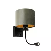 Stenska svetilka črna z zelenim žametnim odtenkom 18 cm - Brescia