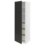 METOD/MAXIMERA Visoka omara s predali, bela/Nickebo mat antracitna, 60x60x200 cm