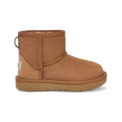 UGG unisex for kids. 1017715T Classic Mini II Leather Ankle Boots brown (27.5), Flat, None, Casual, Homewear, childrens fashion