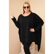 Kesi Womens Plus Size tunic made of cotton with an asymmetrical hem black