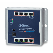 PLANET IP30 Industrial 8-Port Unmanaged Gigabit Ethernet (10/100/1000) Power over Ethernet (PoE) Grey