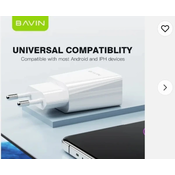 Bavin punjac 2.4A USB-A + kabl Micro bela