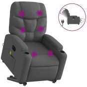 MAISON CHIC Električni masažni naslanjač - Relax naslanjač s funkcijo vstajanja temno siv, (22061713)