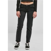 Womens Straight Denim Pants with Low Waist - Black
