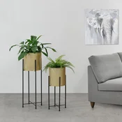 Set stojal za cvetlične lončke Mol – 2-delni Komplet – črno-zlat