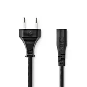 Nedis Napajalni kabel Euro moški IEC 320 C7 Naravnost Naravnost Ponikljano 2 00 m Okrogla ABS PVC Črna Oznaka