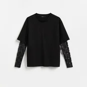 Reserved - Oversize majica dugih rukava sa cipkom