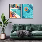 Wallity Dekorativne uramljene slike, 50x70cm, 2 komada, Šarene