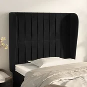 Vidaxl vidaXL Vzglavnik s krilci, črn, 93x23x118/128 cm, žamet