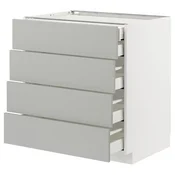 METOD / MAXIMERA Pod.elem.4fronta/2donj/3sred.fioke, bela/Havstorp svetlosiva, 80x60 cm