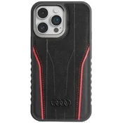 Audi Etui Audi Genuine Leather z MagSafe za iPhone 14 Pro Max - črno-rdeče