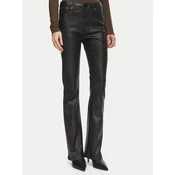 Guess Hlače iz umetnega usnja W6BA0L D2083 Črna Bootcut Fit