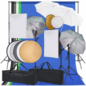 Den Foto studijski komplet s softboxi, dežniki, ozadjem, odbojnikom