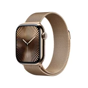 Apple Watch Series 10: GPS + Cellular, 42 mm, ohišje iz titana v zlati barvi, pašček Milanese Loop v zlati barvi