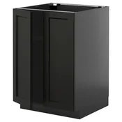 METOD Podni element s policama/2 vrata, Crnosiva/Lerhyttan crno bajcovano, 60x60 cm
