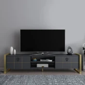 HANAH HOME TV polica Mila Anthracite Gold