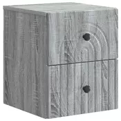 vidaXL vidaXL Stenski nočni omarici s predalom Siva Sonoma 33 x 34,5 x 40 cm, (5000209629)