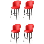 Hanah Home Set barskih stolica Uras, 4 komada, Crveno-crni