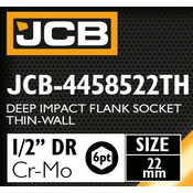 JCB UDARNA GLAVA DUBOKA TANKOSIDNA 1/2 Cr-Mo 6-kutna 22mm