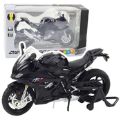 LEAN TOYS Motocikel športni kovinski, črn, S1000, 1:12