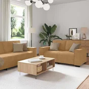 3-dijelni set sofa s jastucima, smedi baršun