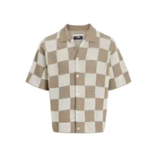 JACK & JONES Pletena jopa JCOATHLETICO kamela/temno bež