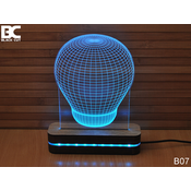 Black Cut 3D Lampa Sijalica Svetlo plava