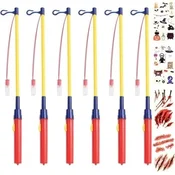 Nikcorp LED svetleče palice za otroke DIY set 6 kosov 40 cm fluorescenčne nalepke za noč čarovnic PP PCV, stikalo na ročaju, LED, baterije 2xAA (niso vključene)