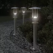 Vanjske podne svjetiljke 3 kom srebrne 60 cm nehrdajuci celik